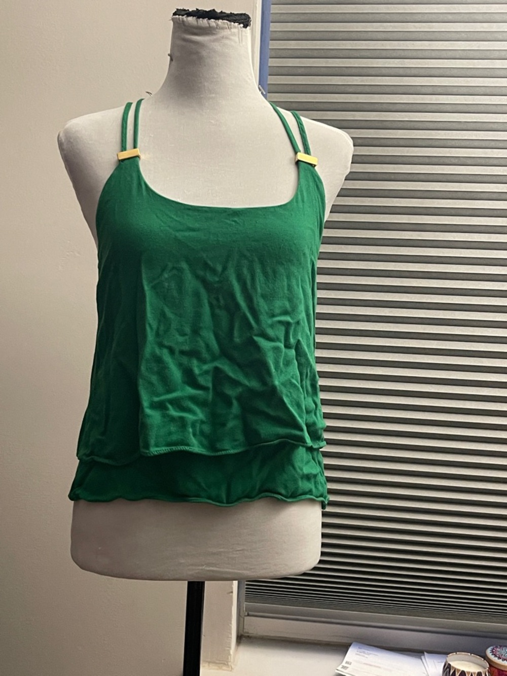 Emerald Green Racerback Tank with Gold Accent